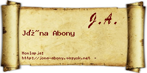 Jóna Abony névjegykártya